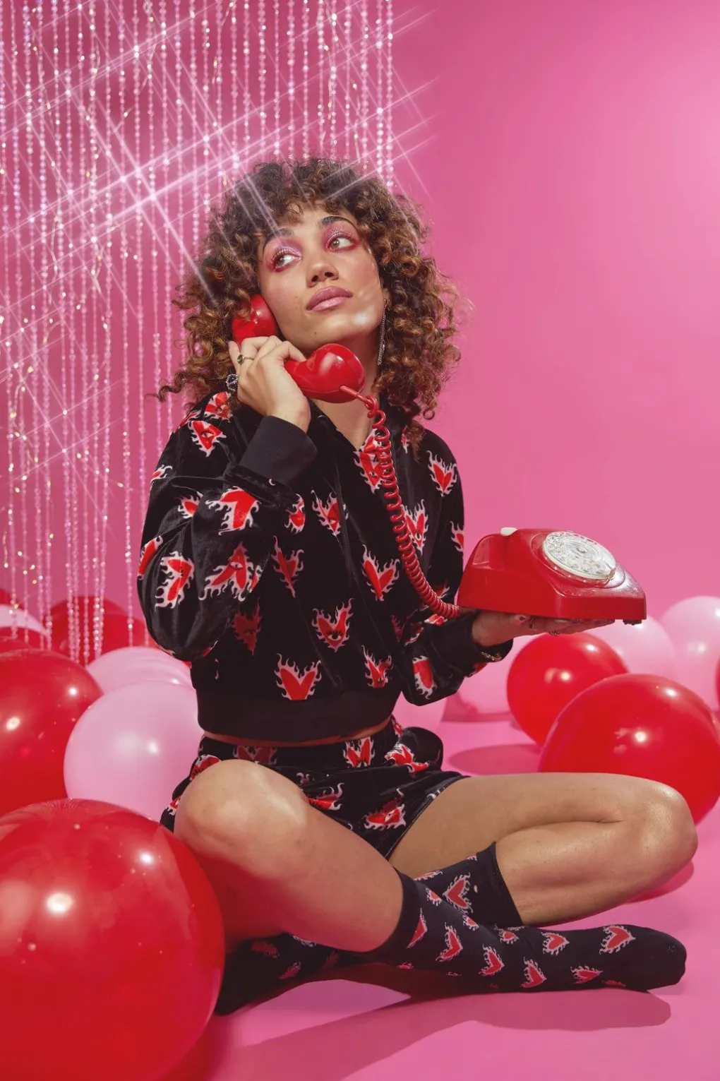 Flamin Hearts Velour Hoodie