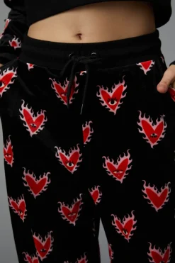 Flamin Hearts Velour Trackpant
