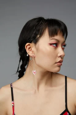 Flaming Heart Drop Earrings