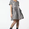 Gingham Peach Smock Dress