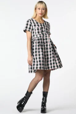 Gingham Peach Smock Dress