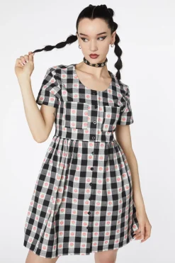 Gingham Peach Smock Dress