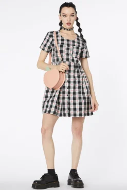 Gingham Peach Smock Dress
