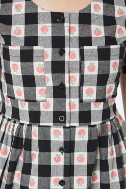 Gingham Peach Smock Dress