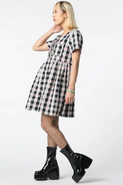 Gingham Peach Smock Dress