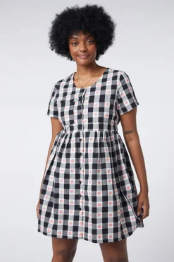 Gingham Peach Smock Dress