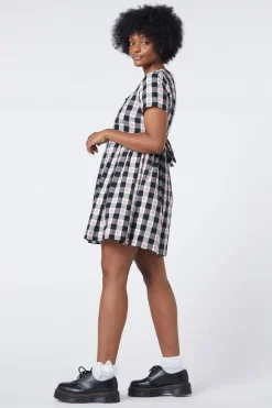 Gingham Peach Smock Dress