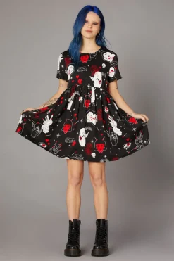 Gothic Print Baby Doll Dress