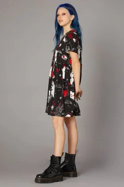 Gothic Print Baby Doll Dress