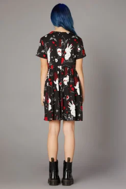 Gothic Print Baby Doll Dress