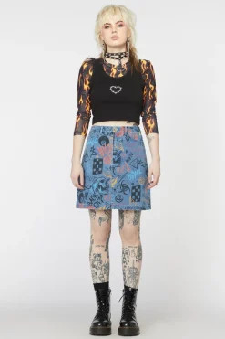 Graffiti Denim Mini Skirt