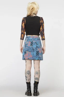 Graffiti Denim Mini Skirt