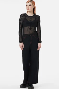 Hail Lilith Flocked Mesh Top