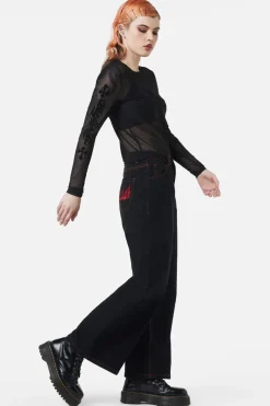 Hail Lilith Flocked Mesh Top