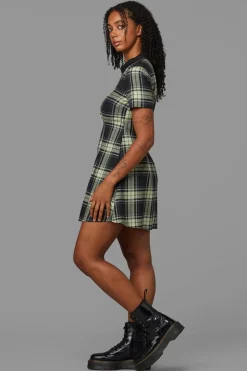 Haunted Bloom Tartan Skater Dress