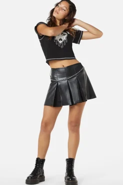 Hurtful Invert Pleat Pu Skort