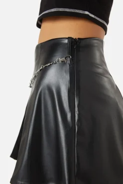 Hurtful Invert Pleat Pu Skort