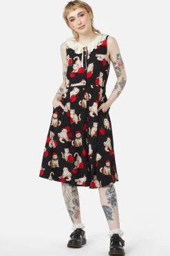 Kitty Kisses Ruffle Neck Dress