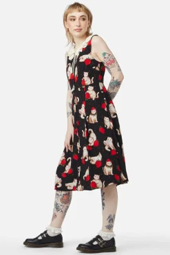 Kitty Kisses Ruffle Neck Dress