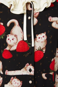 Kitty Kisses Ruffle Neck Dress