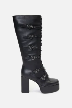 Knee Heart Buckle Boot