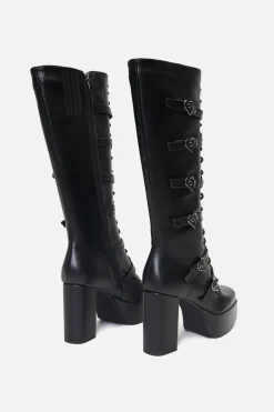 Knee Heart Buckle Boot