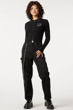 Lurex Embroider Zip Cardi