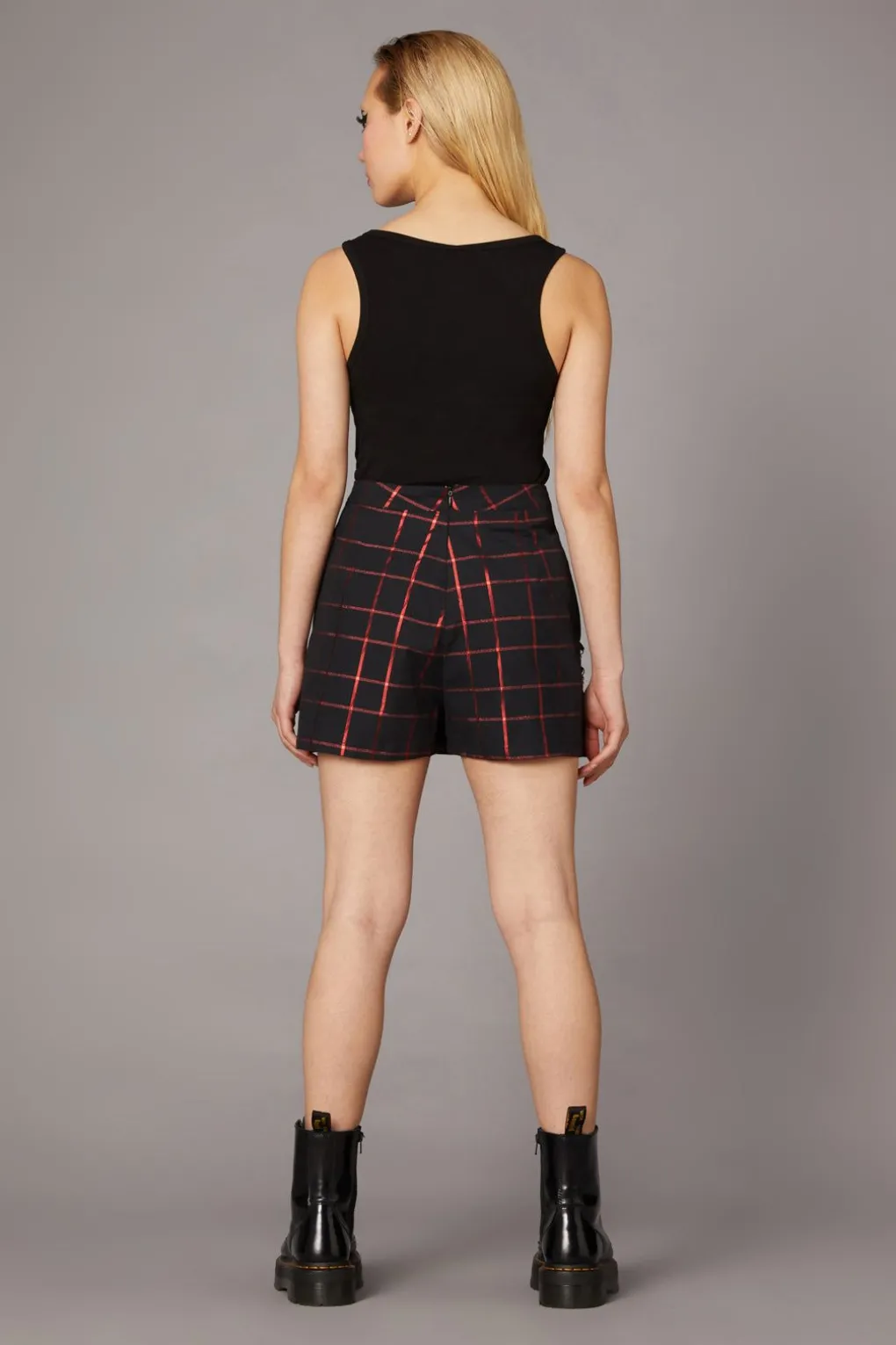 Metallic Checks Skort
