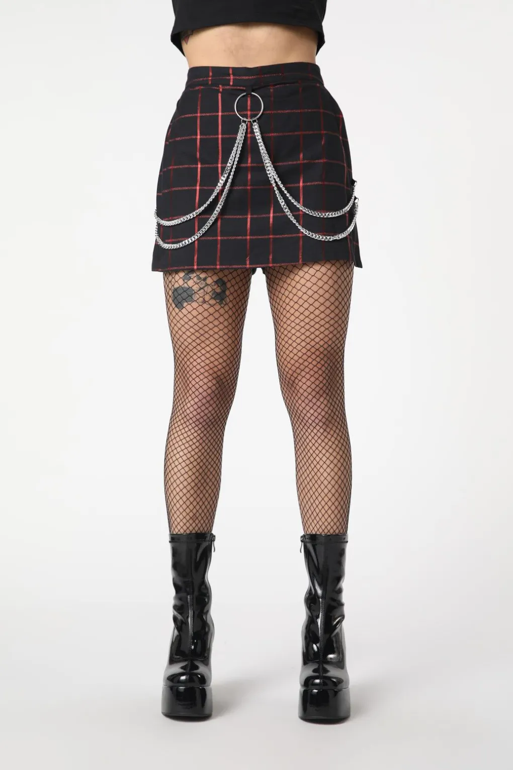 Metallic Checks Skort