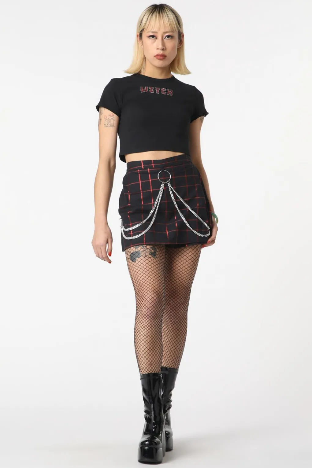 Metallic Checks Skort