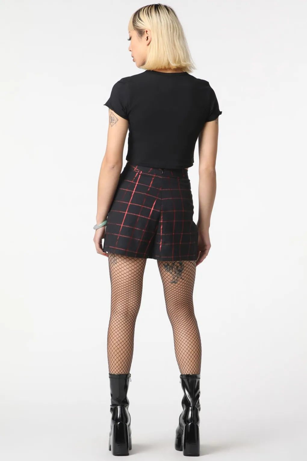 Metallic Checks Skort