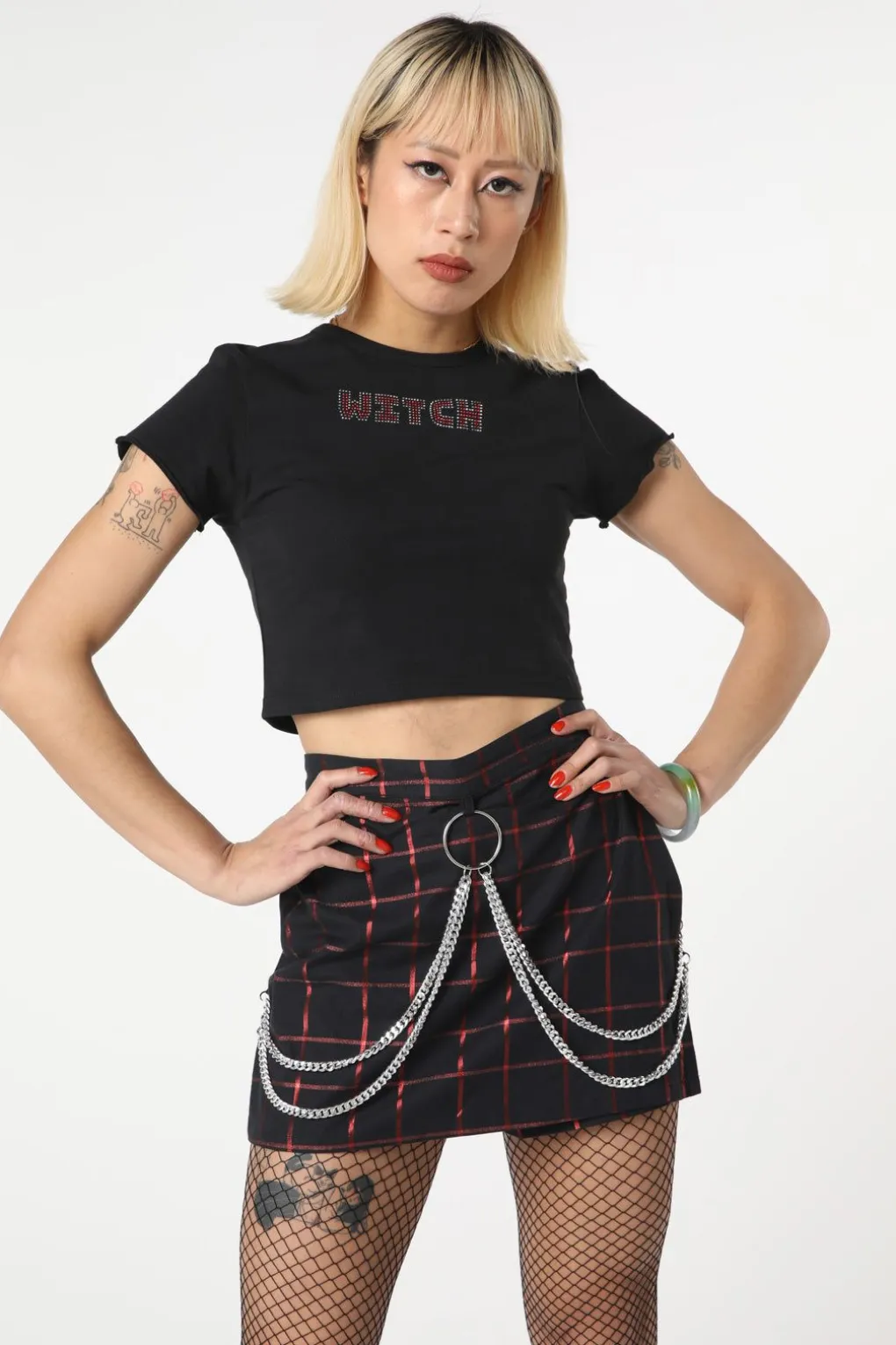 Metallic Checks Skort