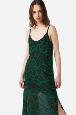 Neglected Flocked Mesh Midi Dress