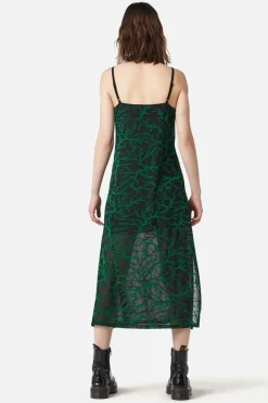 Neglected Flocked Mesh Midi Dress