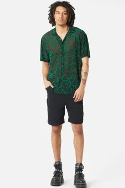 Neglected Flocked Mesh Short Sleeve Shirt