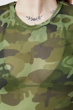 Nook Of The Garden Camo Mesh Dress