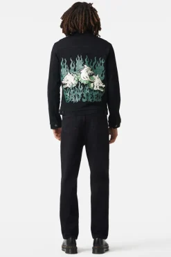 On Guard Back Print Denim Jacket