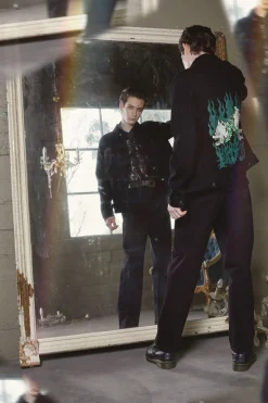 On Guard Back Print Denim Jacket