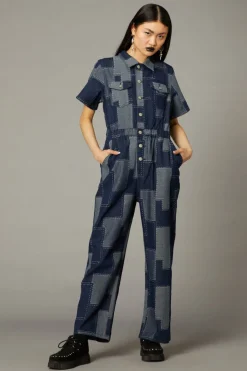 Patchwork Denim Boilersuit