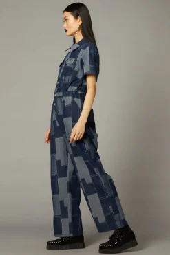 Patchwork Denim Boilersuit