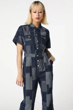 Patchwork Denim Boilersuit