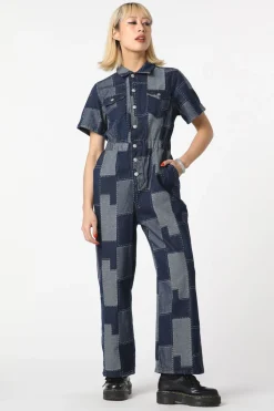 Patchwork Denim Boilersuit