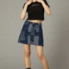 Patchwork Denim Skirt