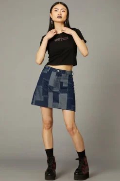 Patchwork Denim Skirt
