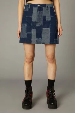Patchwork Denim Skirt