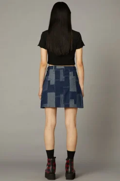Patchwork Denim Skirt
