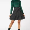 Pin Stripe Pleat Mini Skirt