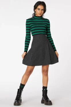 Pin Stripe Pleat Mini Skirt