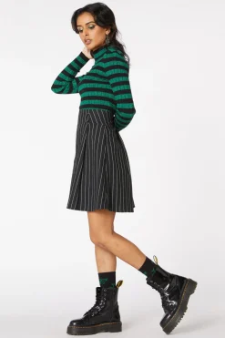 Pin Stripe Pleat Mini Skirt