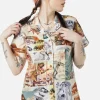 Prehistoric Dino Tile Print Blouse